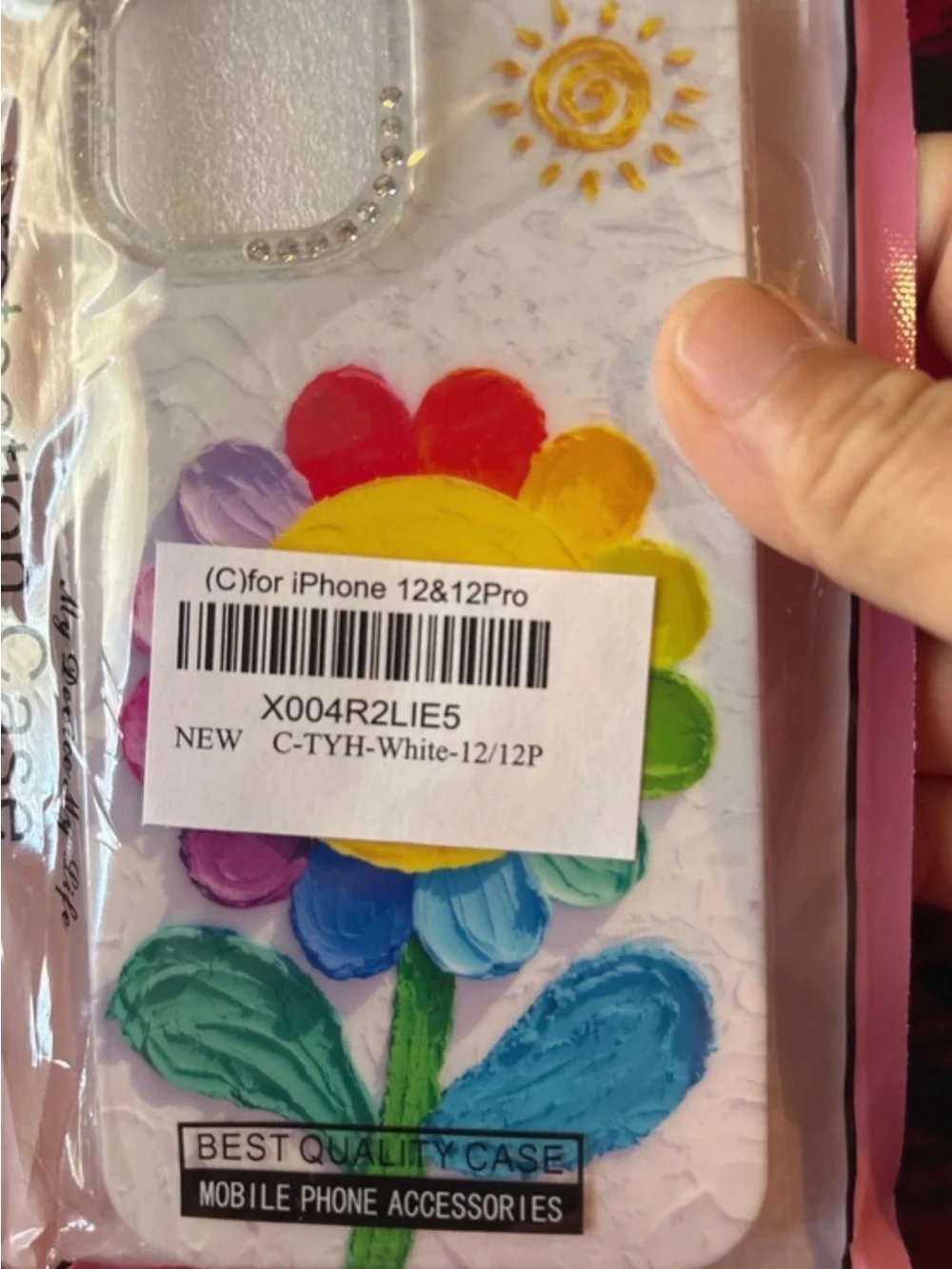 White Floral Rainbow Petal Protective Phone Case for iPhone 12/12 Pro